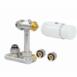 Jaga set 101 Crossflow 90º AC thermostaatknop COLO.HBCW.AC.4115 FE/CU Ø15 mm knelkoppeling wand aansluiting